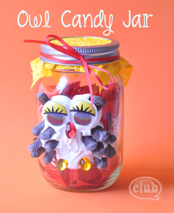 Owl-candy-jar-craft-with-caulk